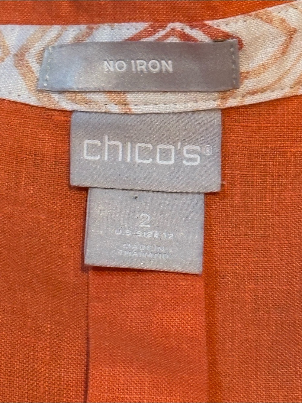 Chico's Burnt Orange 100% Linen Blouse - Picture 6 of 10